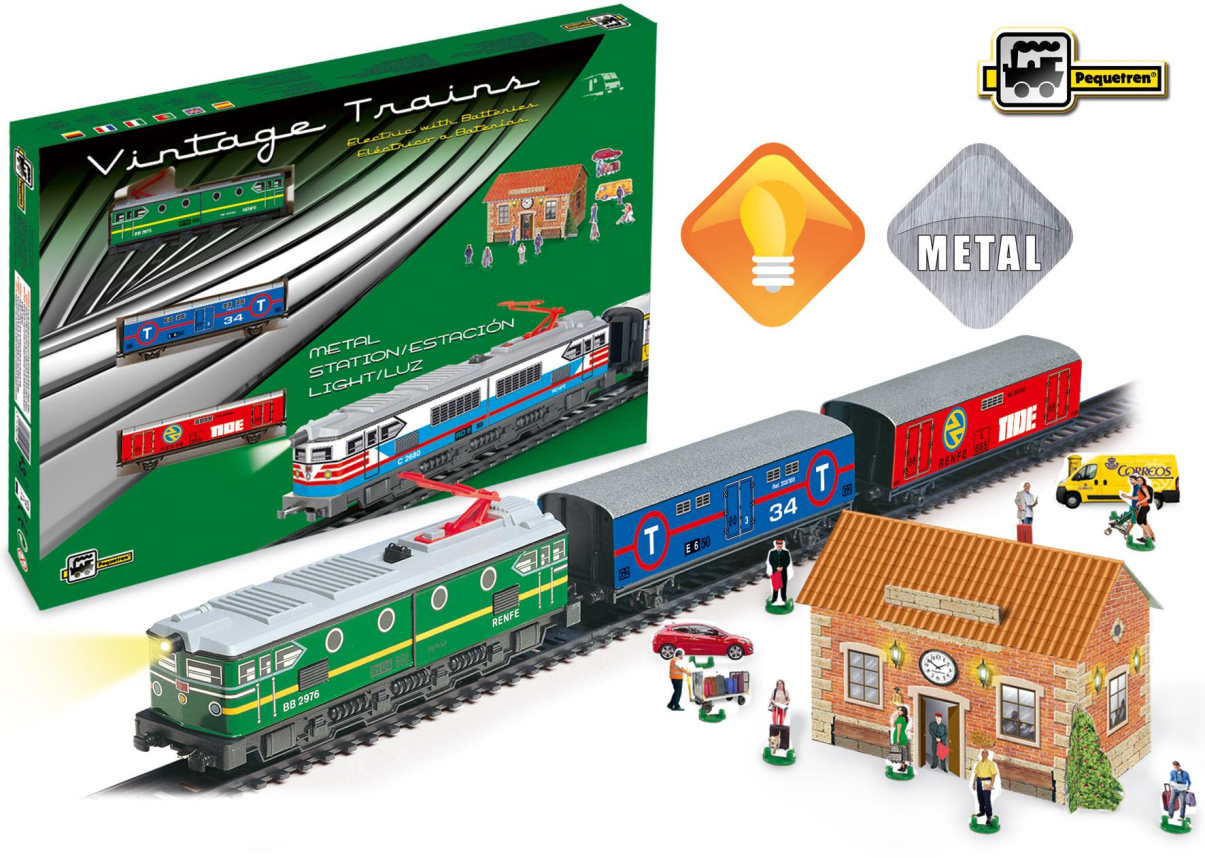 Pequetren 303 Vintage Trains - Nákladní vlak se stanicí