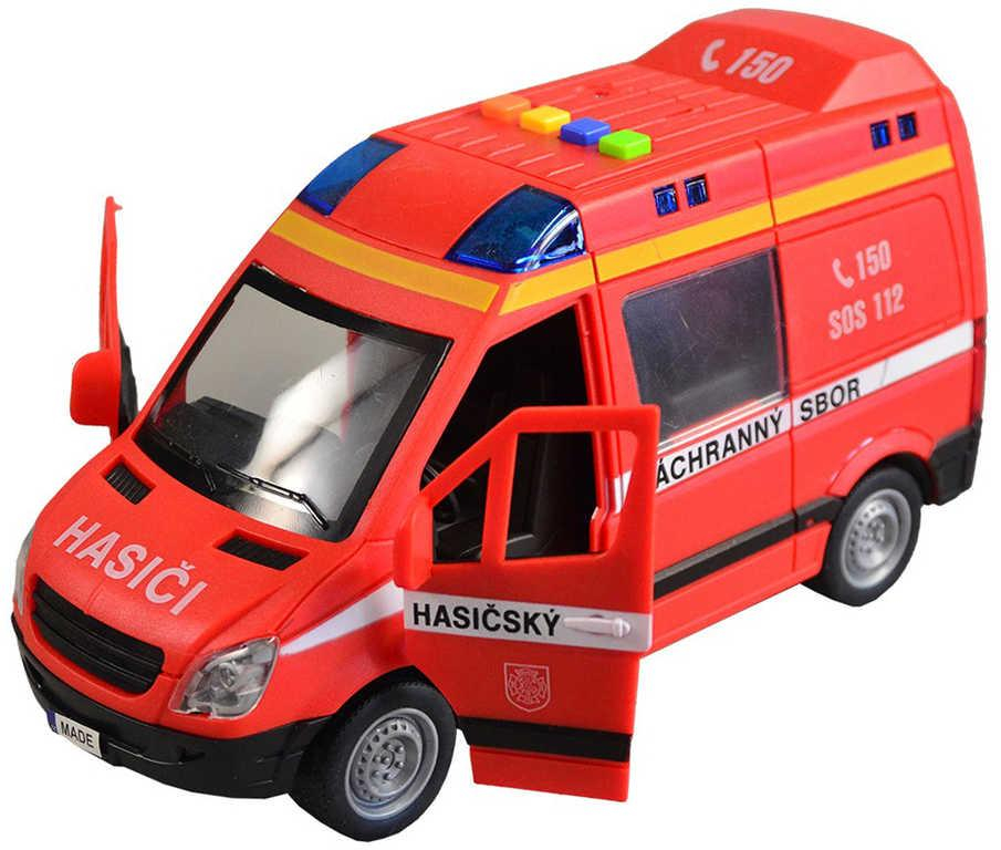 Auto hasiči dodávka 21cm český hlas posádky na baterie Světlo Zvuk CZ