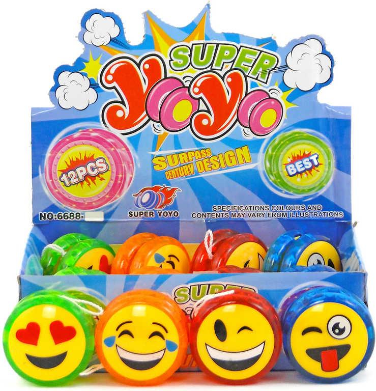 Jojo (jo-jo) žluté s obličejem smajlík 5,5cm na baterie Světlo různé druhy