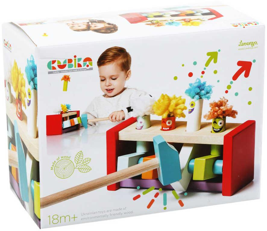 CUBIKA DŘEVO Baby zatloukačka vyskakovací klauni *DŘEVĚNÉ HRAČKY*