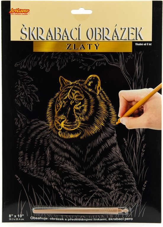 Obrázek zlatý škrabací zvířátka vyškrabovací set s nástrojem 3 druhy v sáčku