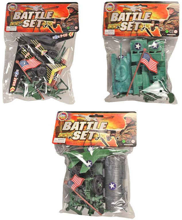 Vojenský set vozidla / letadla s figurkami vojáků v sáčku 3 druhy plast