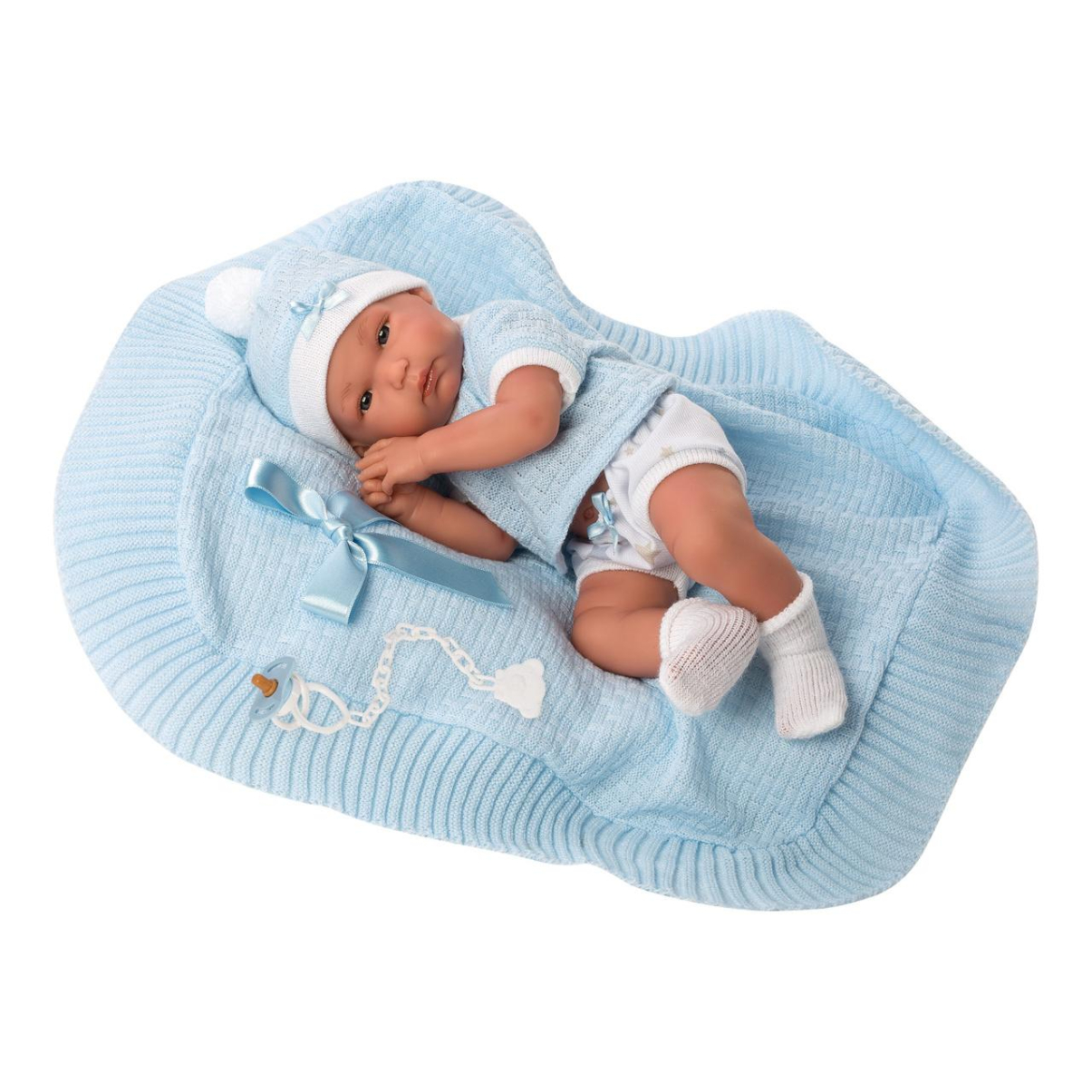 Llorens New Born chlapeček na modré dečce 35 cm