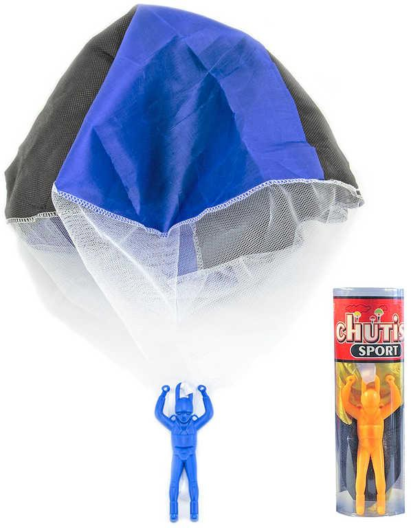 Parašutista barevný s padákem házecí hračka v tubě 4 barvy plast